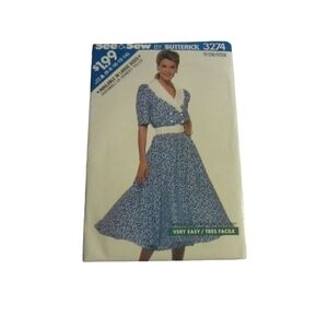 Butterick Women's Vintage Sewing Pattern 3274 Dress Size 6-10-12-14